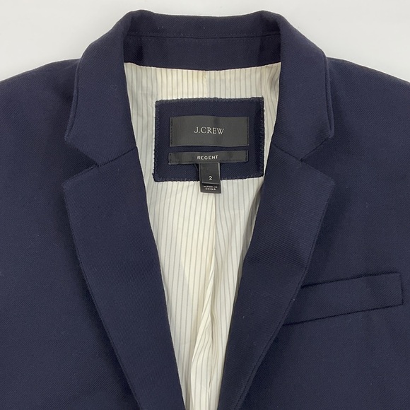 J. Crew Tall Regent Wool Flannel Blazer Dark Navy Fitted Lined Popped Collar EUC - Picture 6 of 16